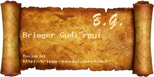Brieger Györgyi névjegykártya